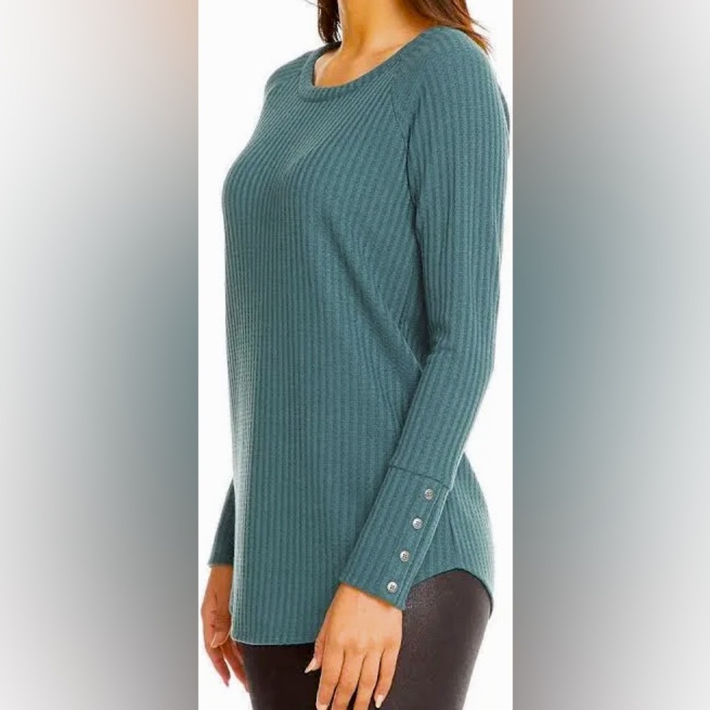 New Chaser Thermal Tunic Waffle Pullover Long Sleeve Shirt (Lush Teal, Medium)